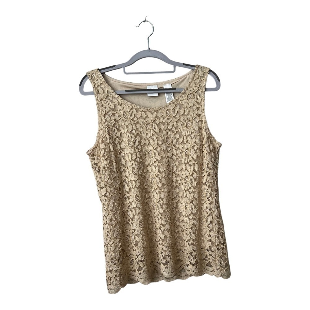 Emma & James Sleeveless Lace Nude Top Blouse Size Large